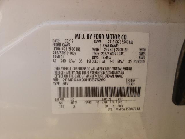 Photo 10 from auction – 2017 FORD EDGE TITAN with VIN 2FMPK4K99HBB76269
