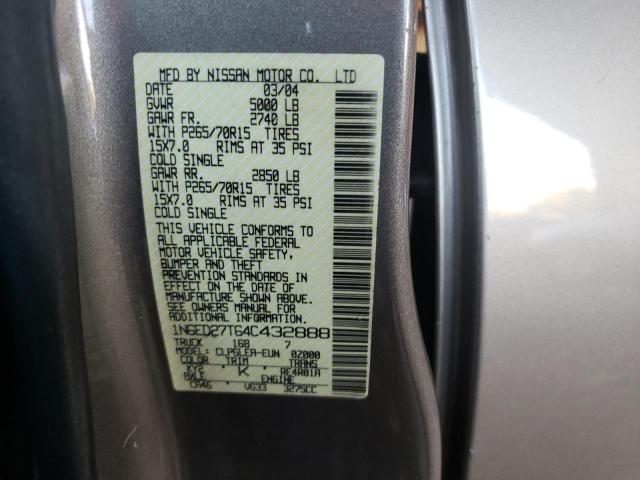 Photo 10 from auction – 2004 NISSAN FRONTIER C with VIN 1N6ED27T64C432888