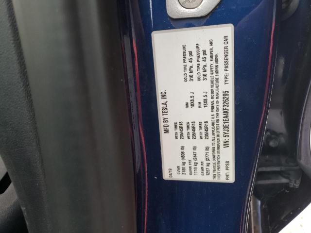 Photo 10 from auction – 2019 TESLA MODEL 3 with VIN 5YJ3E1EA4KF326295