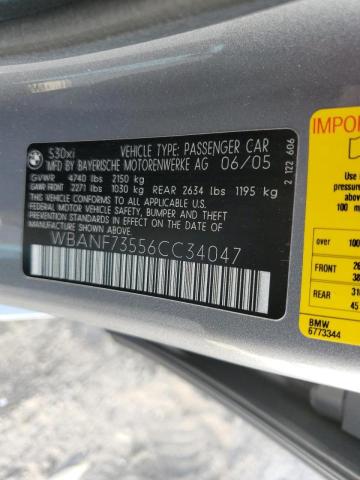 Photo 10 from auction – 2006 BMW 530 XI with VIN WBANF73556CC34047