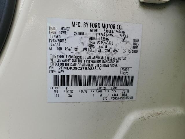 Photo 10 from auction – 2007 FORD EDGE SEL P with VIN 2FMDK39C27BA83316