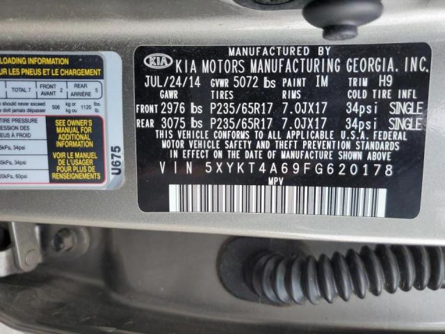 Photo 10 from auction – 2015 KIA SORENTO LX with VIN 5XYKT4A69FG620178