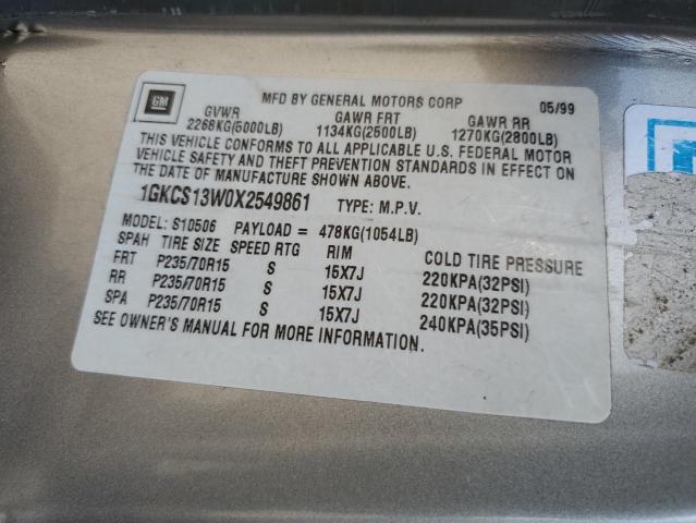 Photo 10 from auction – 1999 GMC JIMMY with VIN 1GKCS13W0X2549861