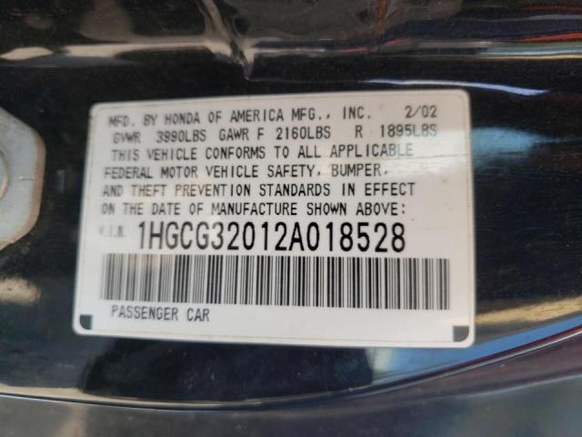 Photo 10 from auction – 2002 HONDA ACCORD SE with VIN 1HGCG32012A018528