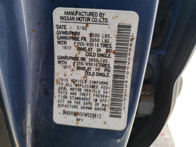 Photo 10 from auction – 2001 NISSAN PATHFINDER with VIN JN8DR07Y01W529812