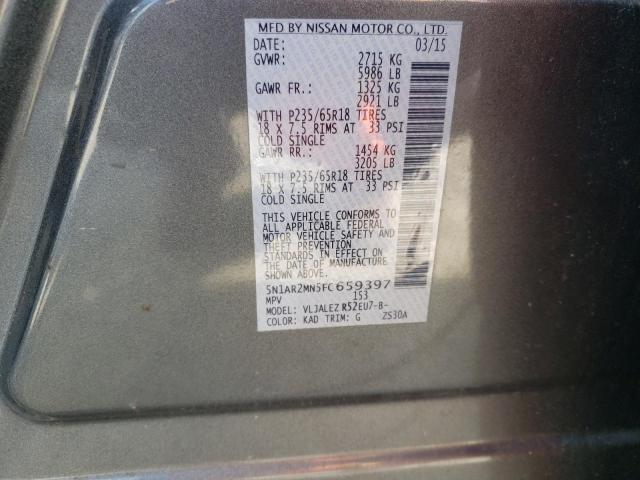 Photo 10 from auction – 2015 NISSAN PATHFINDER with VIN 5N1AR2MN5FC659397