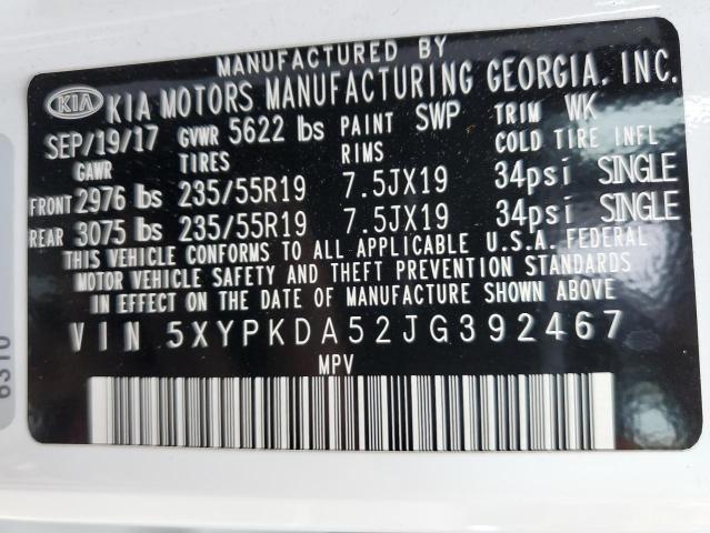 Photo 10 from auction – 2018 KIA SORENTO SX with VIN 5XYPKDA52JG392467