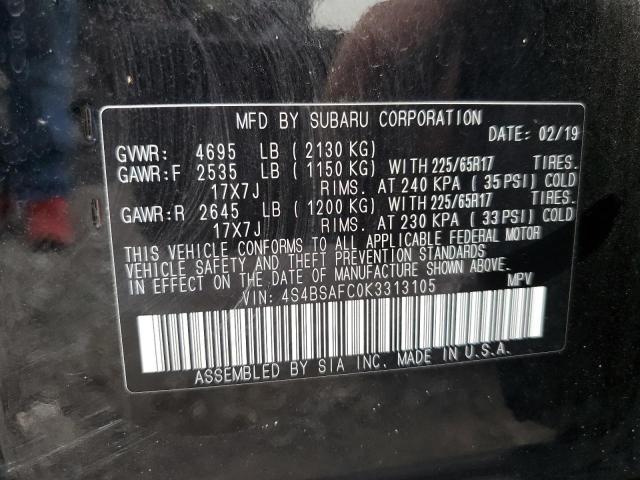 Photo 10 from auction – 2019 SUBARU OUTBACK 2. with VIN 4S4BSAFC0K3313105