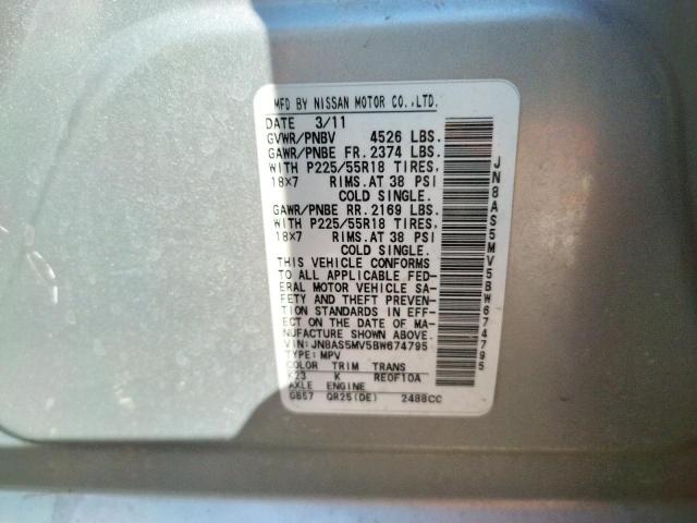 Photo 10 from auction – 2011 NISSAN ROGUE S with VIN JN8AS5MV5BW674795