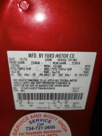 Photo 10 from auction – 2011 FORD ESCAPE XLT with VIN 1FMCU0D77BKB22902