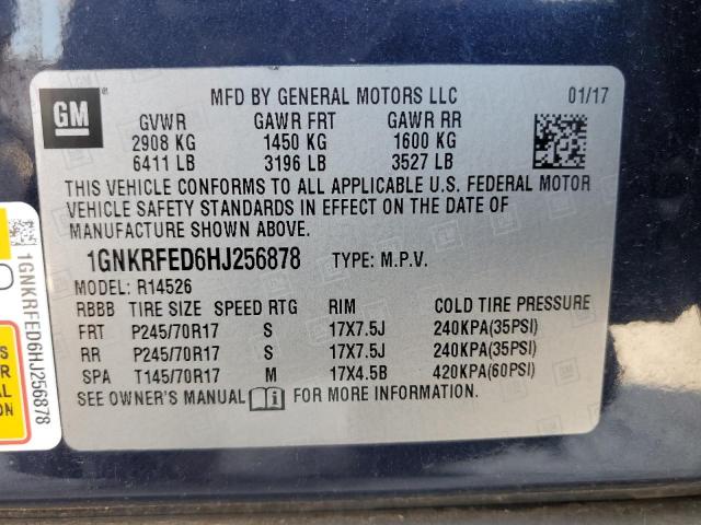 Photo 10 from auction – 2017 CHEVROLET TRAVERSE L with VIN 1GNKRFED6HJ256878