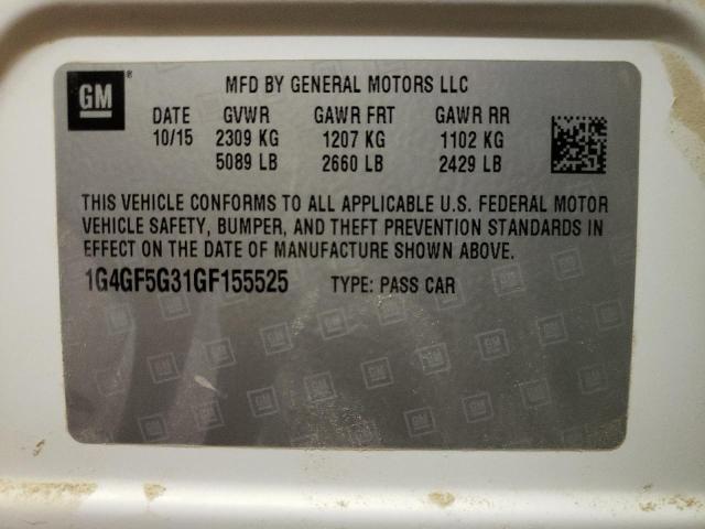 Photo 10 from auction – 2016 BUICK LACROSSE P with VIN 1G4GF5G31GF155525
