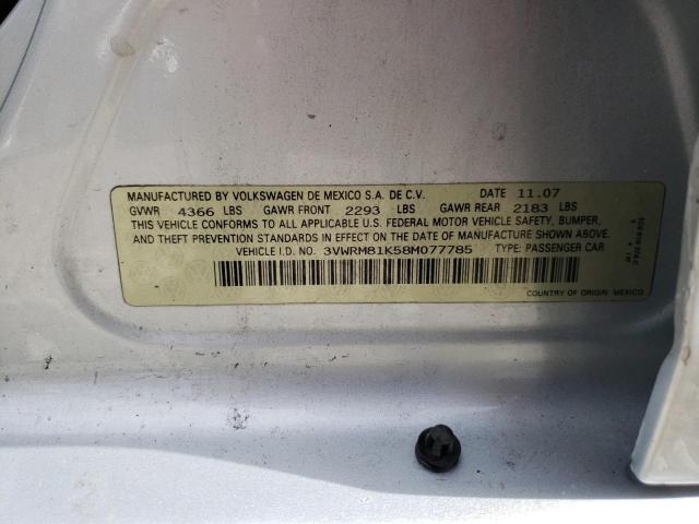 Photo 10 from auction – 2008 VOLKSWAGEN JETTA SE with VIN 3VWRM81K58M077785
