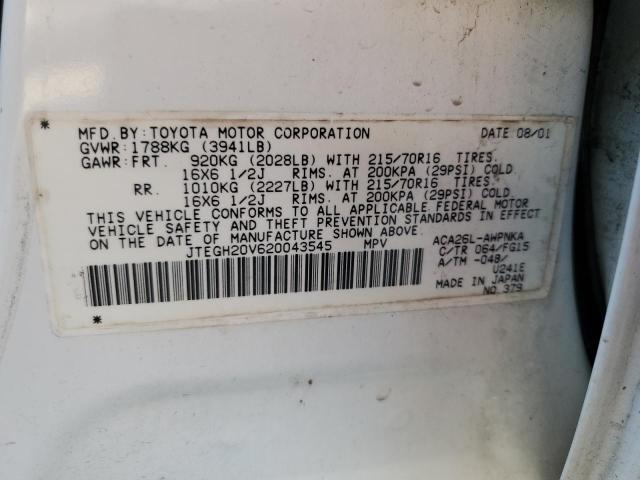 Photo 10 from auction – 2002 TOYOTA RAV4 with VIN JTEGH20V620043545
