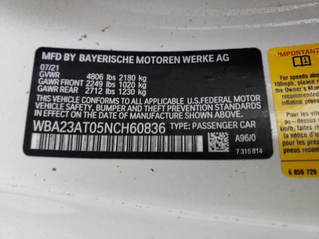 Photo 10 from auction – 2022 BMW 430I with VIN WBA23AT05NCH60836