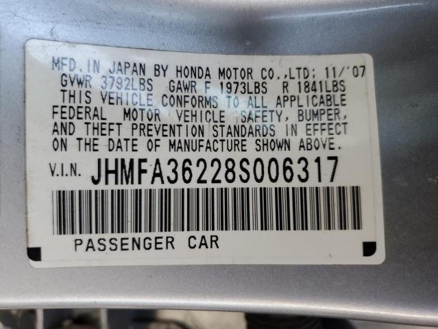 Photo 10 from auction – 2008 HONDA CIVIC HYBR with VIN JHMFA36228S006317