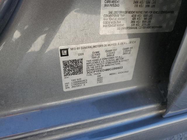 Photo 10 from auction – 2021 CHEVROLET SILVERADO with VIN 3GCPYFED4MG199903