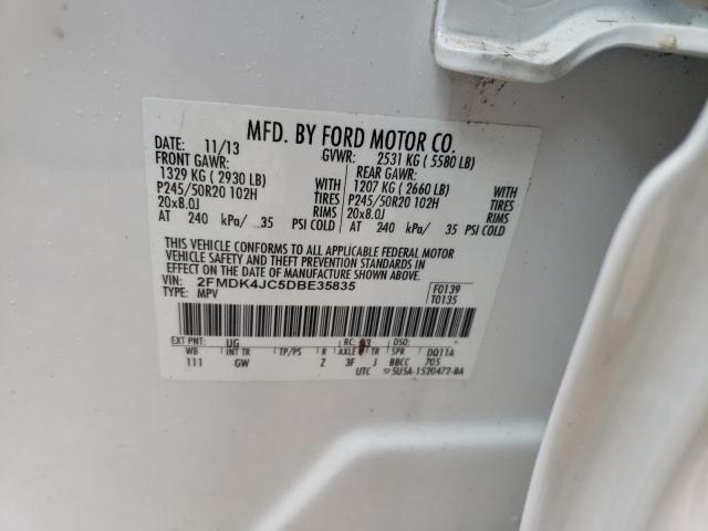 Photo 10 from auction – 2013 FORD EDGE SEL with VIN 2FMDK4JC5DBE35835