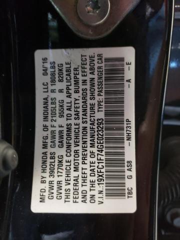 Photo 10 from auction – 2016 HONDA CIVIC EXL with VIN 19XFC1F74GE023293