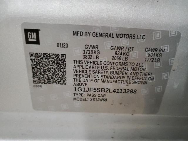 Photo 10 from auction – 2020 CHEVROLET SONIC PREM with VIN 1G1JF5SB2L4113288