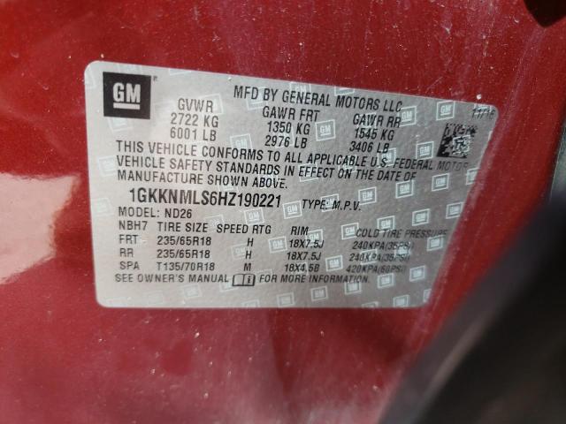 Photo 10 from auction – 2017 GMC ACADIA SLT with VIN 1GKKNMLS6HZ190221