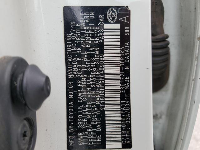 Photo 10 from auction – 2015 TOYOTA COROLLA L with VIN 2T1BURHE6FC469089