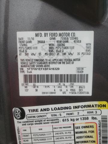 Photo 10 from auction – 2011 FORD F150 SUPER with VIN 1FTFW1EFXBFA16329