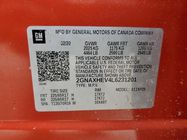 Photo 10 from auction – 2020 CHEVROLET EQUINOX LS with VIN 2GNAXHEV4L6231201