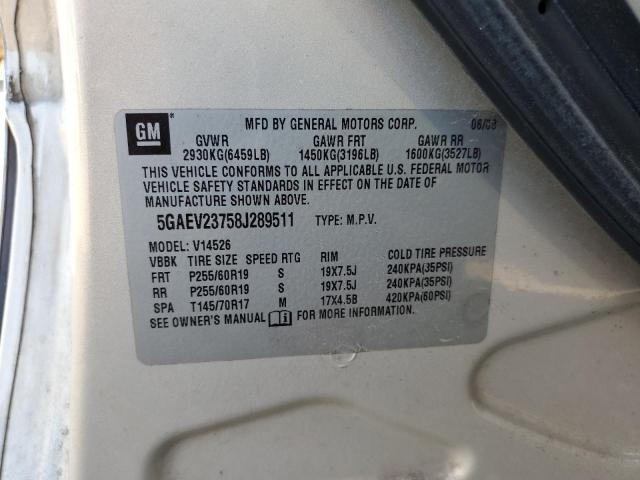 Photo 10 from auction – 2008 BUICK ENCLAVE CX with VIN 5GAEV23758J289511