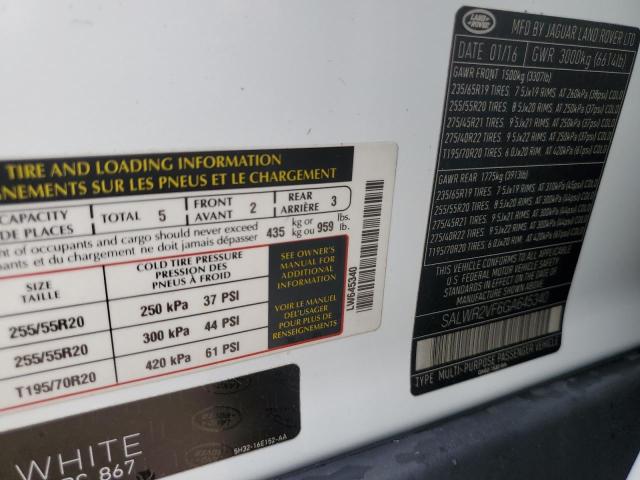 Photo 10 from auction – 2016 LAND ROVER RANGE ROVE with VIN SALWR2VF6GA645340
