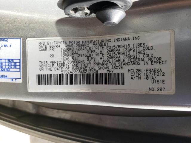 Photo 10 from auction – 2004 TOYOTA SIENNA CE with VIN 5TDZA23C84S212539