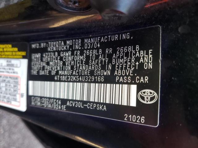 Photo 10 from auction – 2004 TOYOTA CAMRY LE with VIN 4T1BE32K54U329166