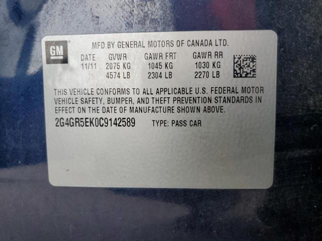 Photo 10 from auction – 2012 BUICK REGAL with VIN 2G4GR5EK0C9142589