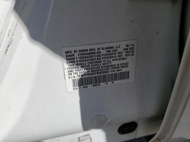 Photo 10 from auction – 2015 HONDA PILOT EXL with VIN 5FNYF4H5XFB003068