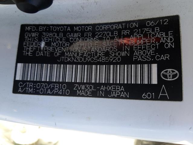 Photo 10 from auction – 2012 TOYOTA PRIUS with VIN JTDKN3DU9C5485920