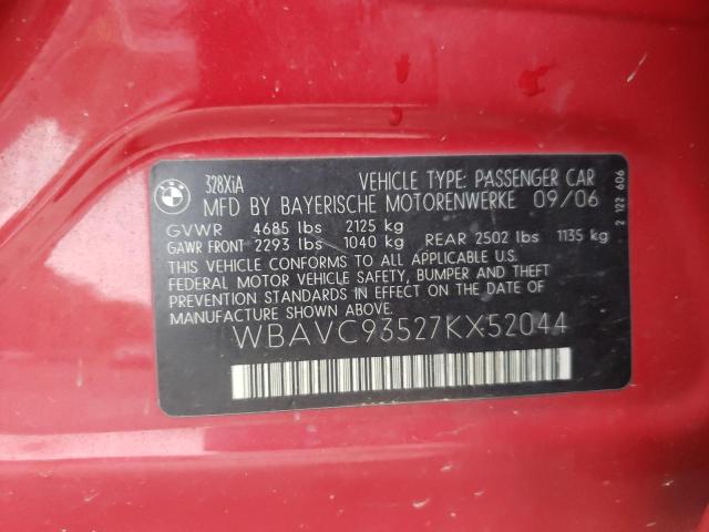Photo 10 from auction – 2007 BMW 328 XI with VIN WBAVC93527KX52044