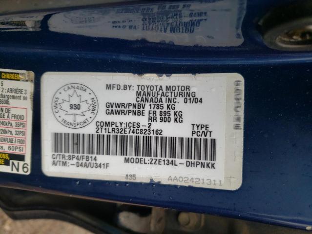 Photo 10 from auction – 2004 TOYOTA COROLLA MA with VIN 2T1LR32E74C823162