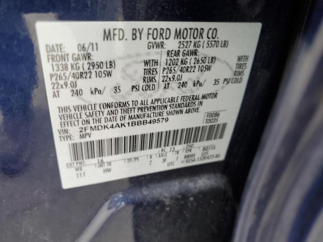 Photo 10 from auction – 2011 FORD EDGE SPORT with VIN 2FMDK4AK1BBB49579