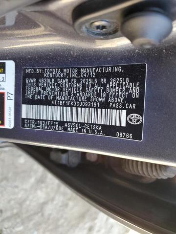 Photo 10 from auction – 2012 TOYOTA CAMRY BASE with VIN 4T1BF1FK3CU093191