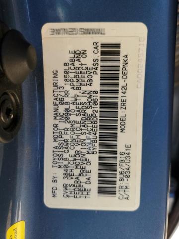 Photo 10 from auction – 2013 TOYOTA COROLLA BA with VIN 5YFBU4EE6DP210610