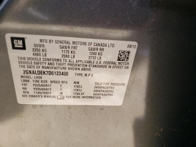 Photo 10 from auction – 2013 CHEVROLET EQUINOX LT with VIN 2GNALDEK7D6123490