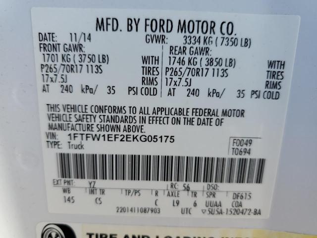 Photo 10 from auction – 2014 FORD F150 SUPER with VIN 1FTFW1EF2EKG05175