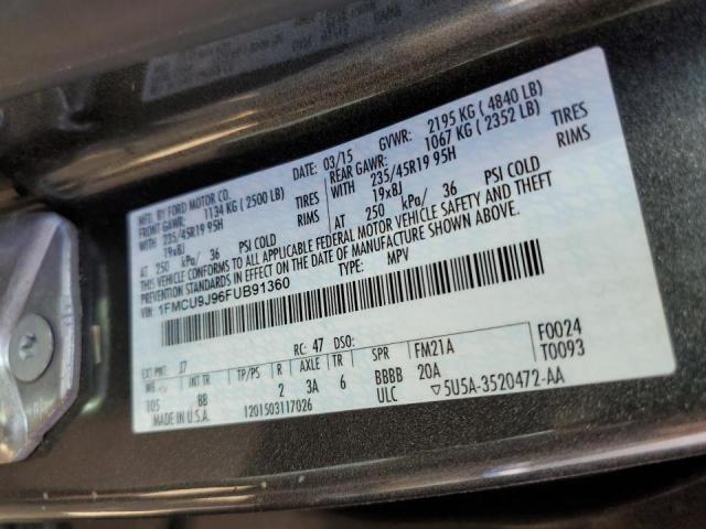 Photo 10 from auction – 2015 FORD ESCAPE TIT with VIN 1FMCU9J96FUB91360