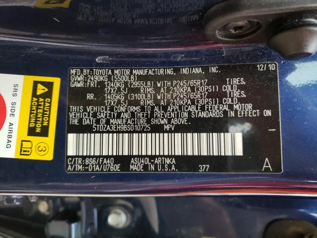 Photo 10 from auction – 2011 TOYOTA HIGHLANDER with VIN 5TDZA3EH9BS010725