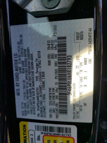 Photo 10 from auction – 2017 FORD FUSION SE with VIN 3FA6P0LU6HR182793