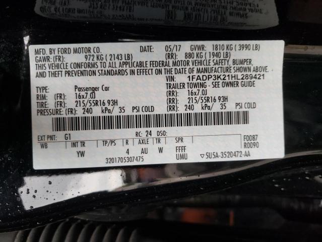 Photo 10 from auction – 2017 FORD FOCUS SE with VIN 1FADP3K21HL289421