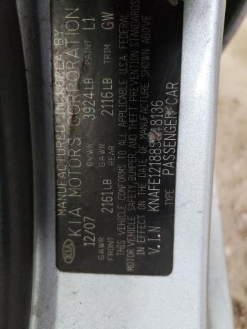 Photo 10 from auction – 2008 KIA SPECTRA EX with VIN KNAFE121885548136