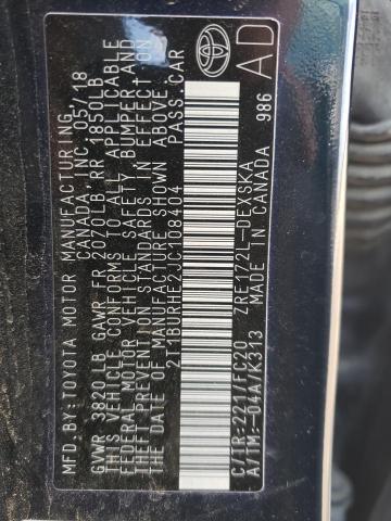 Photo 10 from auction – 2018 TOYOTA COROLLA L with VIN 2T1BURHE2JC108404