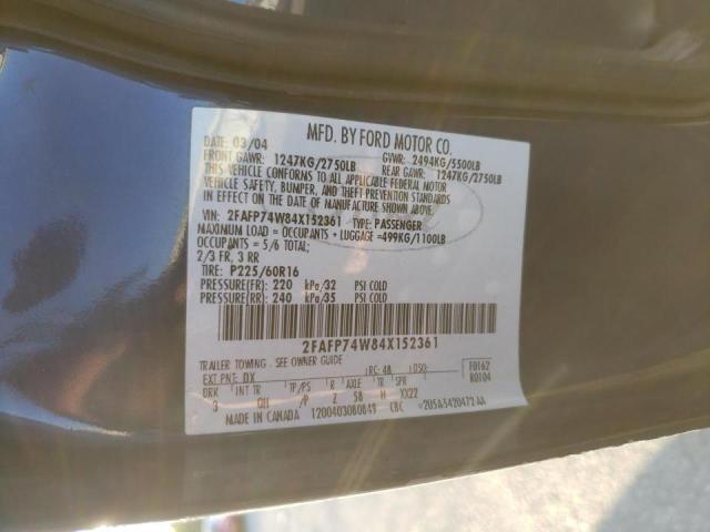 Photo 10 from auction – 2004 FORD CROWN VICT with VIN 2FAFP74W84X152361