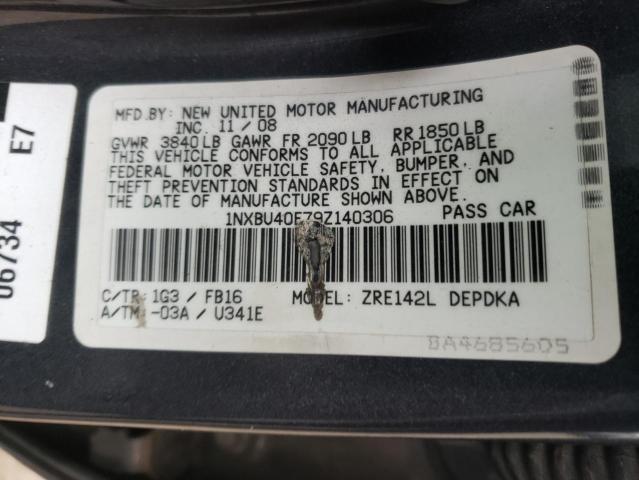 Photo 10 from auction – 2009 TOYOTA COROLLA BA with VIN 1NXBU40E79Z140306